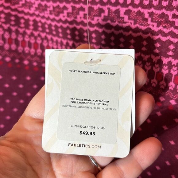 Fabletics Holly seamless long sleeve top Merlot multi new xl Nordic fair isle - Picture 7 of 9